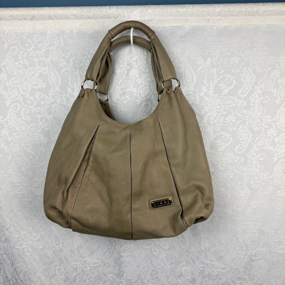 Fiore by Isabella Fiore Taupe Gray Leather Hobo Shoulder Bag